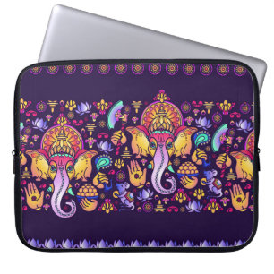 Funda Para Portátil El Dios hindú Ganesha y los símbolos indios en fra