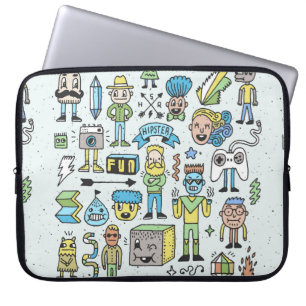 Funda Para Portátil El doodle 2 de los hipsters descabellados. Mano vi