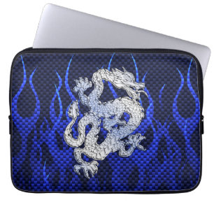 Funda Para Portátil El Dragón Azul Chrome como las llamas de la fibra 