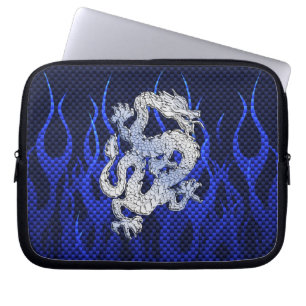 Funda Para Portátil El Dragón Azul Chrome como las llamas de la fibra