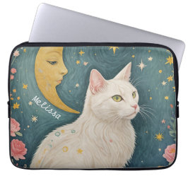 Funda Para Portátil El encantador gato blanco con ojos verdes