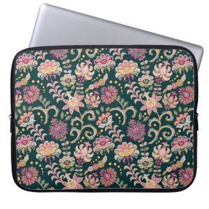 Funda Para Portátil El fondo floral sin remedio. Flores y hojas rosas