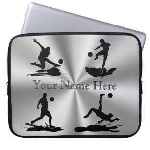 Funda Para Portátil El fútbol personalizado color plata fresco