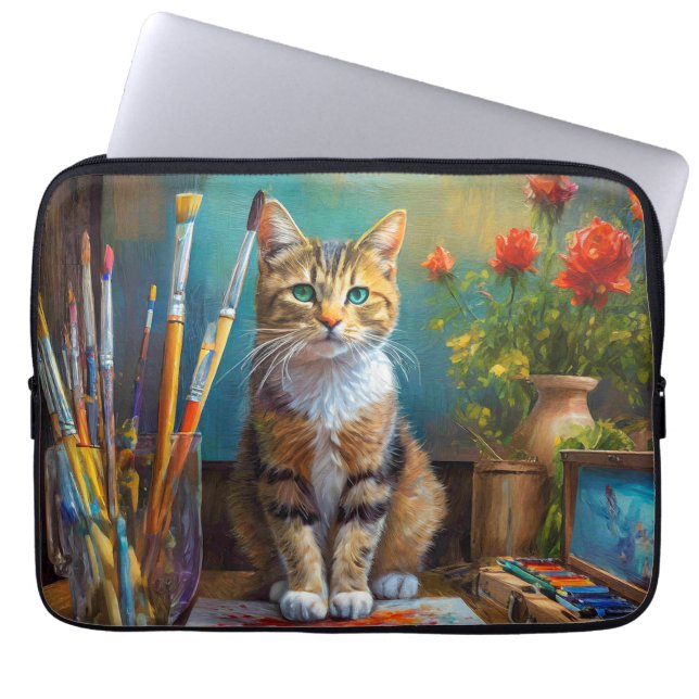 Funda Para Portátil El gato artístico (Frente)