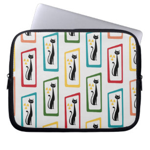 Funda Para Portátil El gato de Schrödinger a mediados del siglo modern