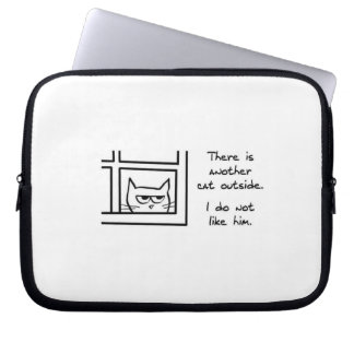 Funda Para Portátil El gato enojado ve otro gato - manga divertida del