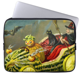 Funda Para Portátil El gato negro y la bruja de Halloween