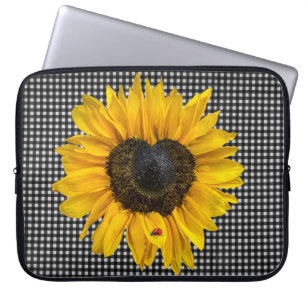 Funda Para Portátil El girasol cardíaco y el parásito en Gingham