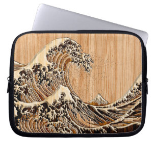 Funda Para Portátil El gran estilo de entrada de madera de la ola de H