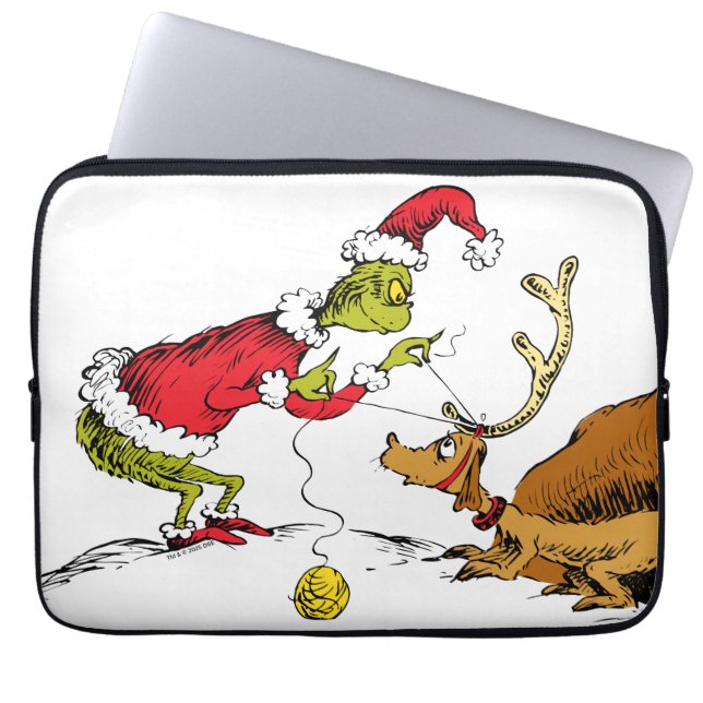 Funda Para Portátil El Grinch Prepara a Max el Reno (Frente)