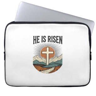 Funda Para Portátil Él ha resucitado Cruz Amanecer Cristiano Camiseta 