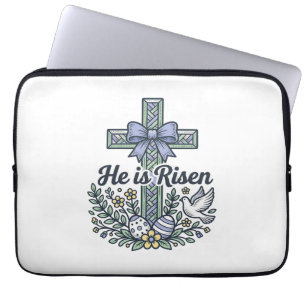 Funda Para Portátil Él ha resucitado Cruz de Pascua Vector Vintage