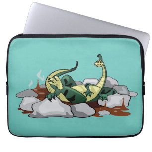 Funda Para Portátil El Hadrosauro Está Relajado En Un Jacuzzi.