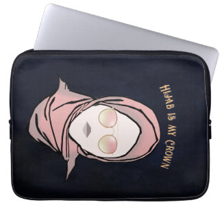 Funda Para Portátil El hiyab es mi Ilustracion de la corona oro negro 