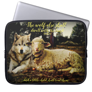Funda Para Portátil "El lobo morará con el cordero" que coloca