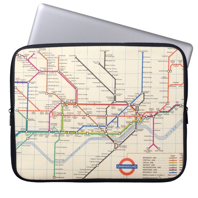 Funda Para Portátil El mapa subterráneo de Londres (Frente)