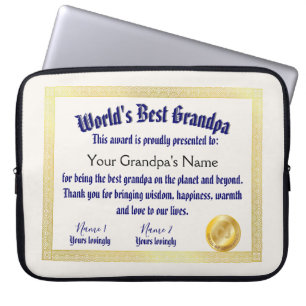 Funda Para Portátil El mejor certificado de abuelo de un mundo diverti
