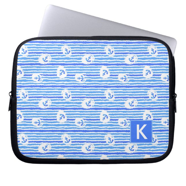 Funda Para Portátil El modelo el | del ancla de la acuarela añade su (Frente)