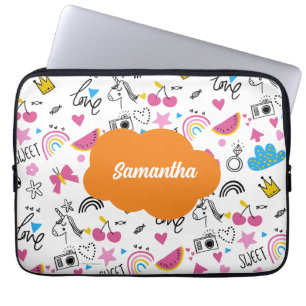 Funda Para Portátil El nombre de la chica pequeña rosada de vuelta al