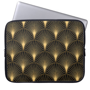 Funda Para Portátil El oro negro del Art Deco: el lujo sin foco