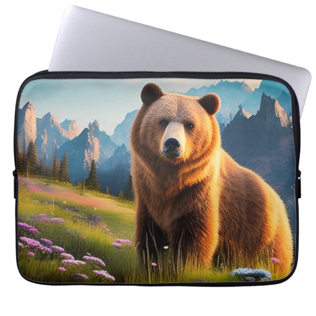 Funda Para Portátil El oso pardo en la montaña (Frente)