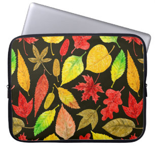 Funda Para Portátil El otoño deja la acuarela oscura