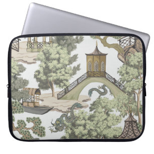 Funda Para Portátil El paisaje chino vintage es un patrón sin fisuras.