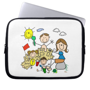 Funda Para Portátil El palillo figura la diversión de la playa de la f