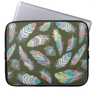 Funda Para Portátil El Patrón De Feathers Boho Seamless. Étnica tribal