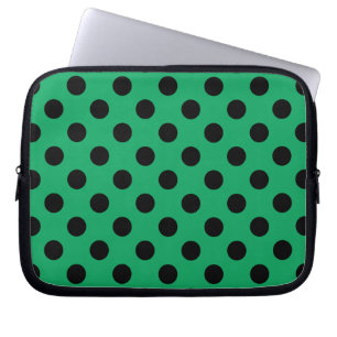 Funda Para Portátil El polka negro se pone en verde fresco