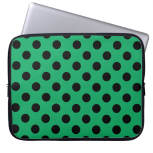Funda Para Portátil El polka negro se pone en verde fresco