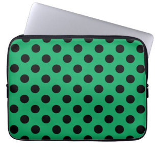 Funda Para Portátil El polka negro se pone en verde fresco