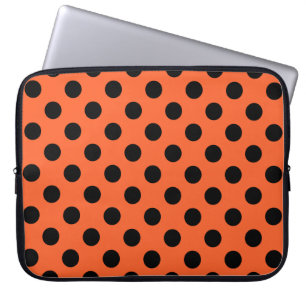 Funda Para Portátil El polka negro se pone sobre el naranja