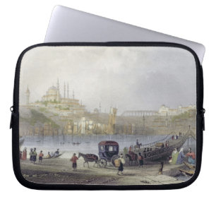 Funda Para Portátil El puente de flotación, Estambul, grabada por J.C