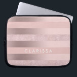 Funda Para Portátil El purpurina color de rosa elegante del oro y se<br><div class="desc">El falso oro color de rosa femenino,  purpurina y se ruboriza raya rosada.</div>