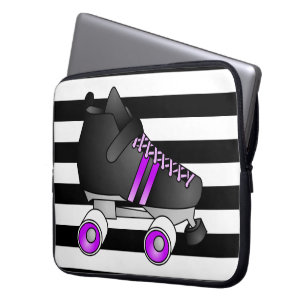 Funda Para Portátil El rodillo Derby patina negro y púrpura