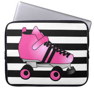 Funda Para Portátil El rodillo Derby patina rosa y negro