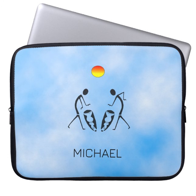 Funda Para Portátil El tambor de silueta africana del día del padre (Frente)