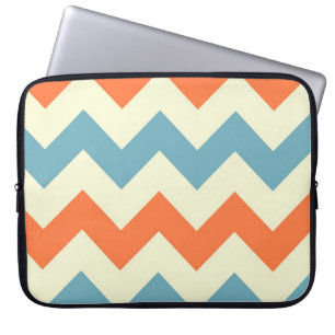 Funda Para Portátil El zigzag azul anaranjado del galón raya el model