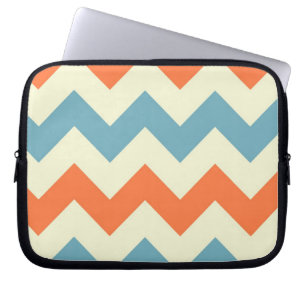 Funda Para Portátil El zigzag azul anaranjado del galón raya el model