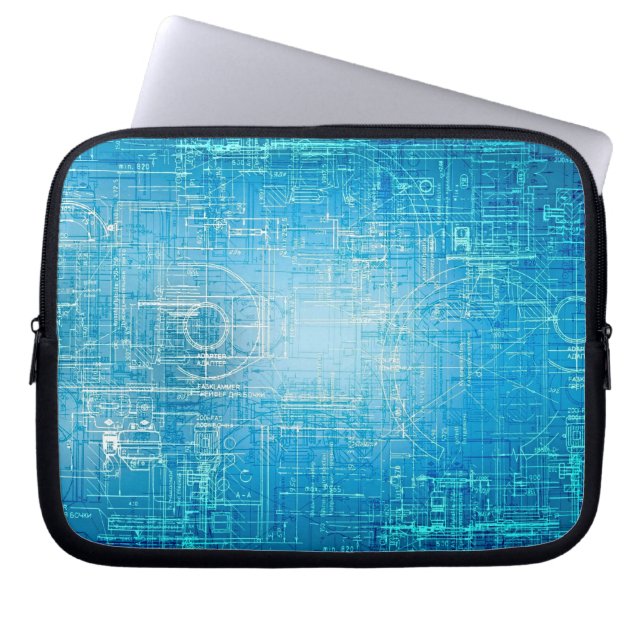 Funda para portátil Electric Blue - Plano de tecno (Frente)