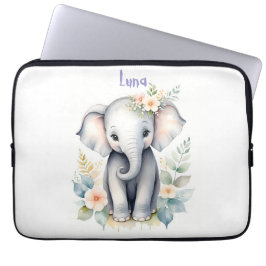 Funda Para Portátil Elefante bebé floreciente