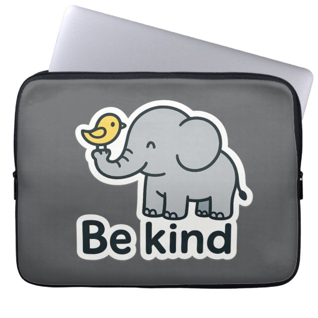 Funda Para Portátil elefante lindo y pegatina de aves (Frente)