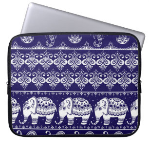 Funda Para Portátil Elefante, paisley: patrón de cosecha tribal.