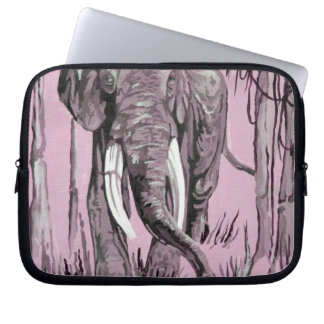 Funda Para Portátil Elefante Pasando Por La Sabana Madera En Rosa