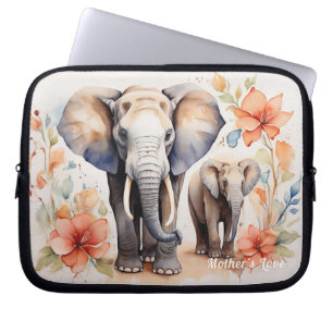 Funda Para Portátil Elefante único madre y color de agua floral infant