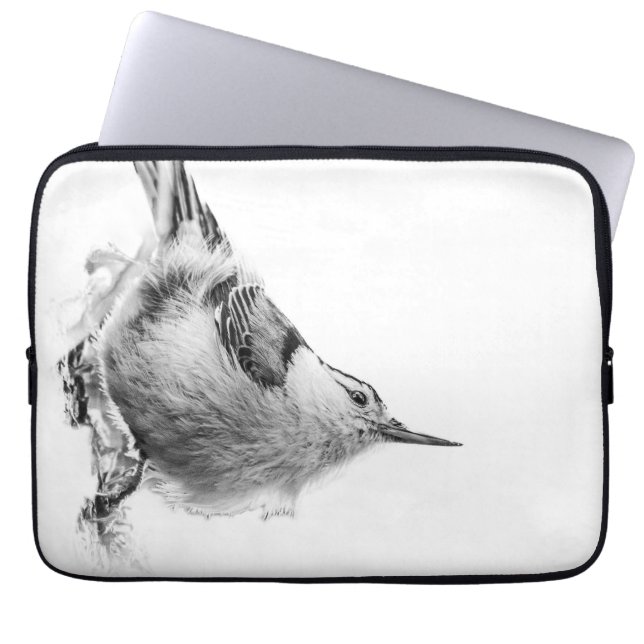 Funda Para Portátil Elegancia alpina: pájaro blanco nuthatch (Frente)