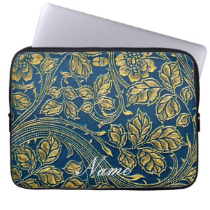 Funda Para Portátil Elegancia azul dorado