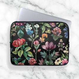 Funda Para Portátil Elegancia botánica vintage negro