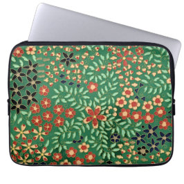 Funda Para Portátil Elegancia de abrazo: floral verde japonesa
